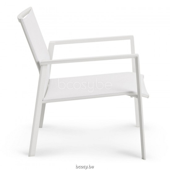 Diphano Selecta Stapelbare sunlounger Aluminium Wit Frame Stof enkele laag Batyline Wit.