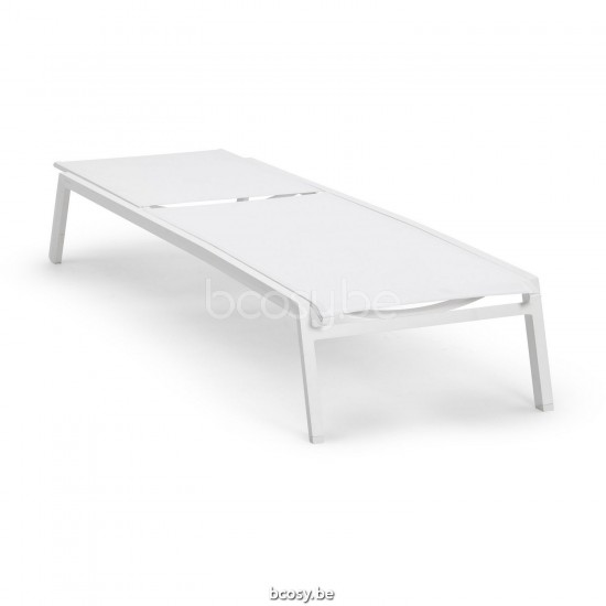 Diphano Selecta Stapelbare ligstoel met wielen Aluminium Wit Frame Stof enkele laag Batyline Wit.