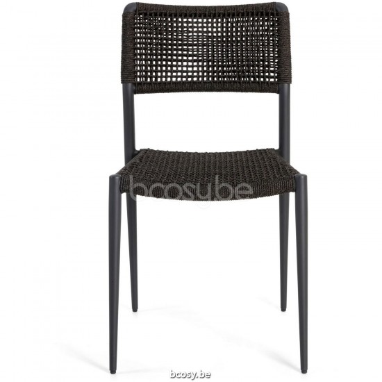 Diphano Ray Stapelbare tuinstoel Aluminium Lava Frame touw Grafiet 5mm.