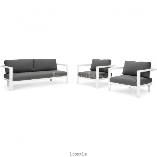 Diphano Cubic Stackable combo (2x lounge chair + 2,5-seater) Aluminium White Frame.