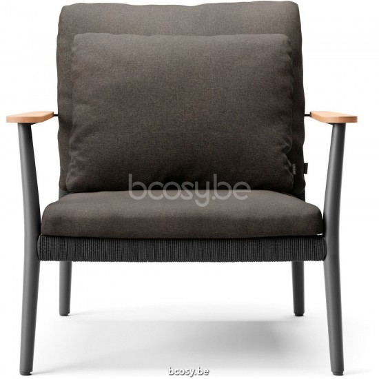 Diphano Ray Stapelbare sunlounger Optionele kussenset Aluminium Lava Frame touw Grafiet 5mm.