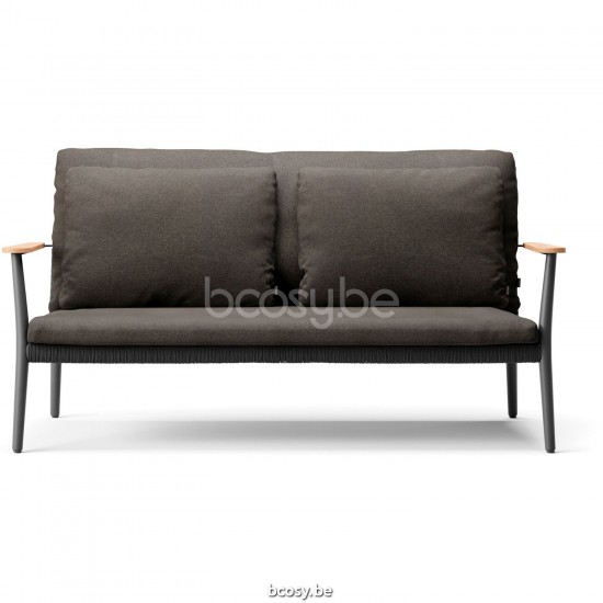 Diphano Ray 2-zits tuinzetel Optionele kussenset Aluminium Lava Frame touw Grafiet 5mm.