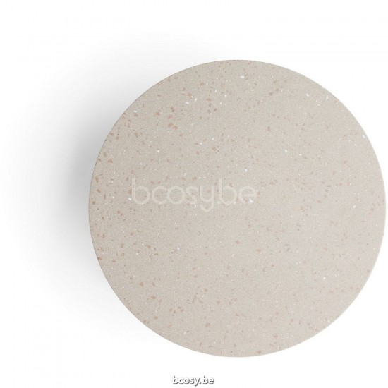 Diphano Ray salontafel A 60xR (28,5h) Naturel Teak Frame Tafelblad keramisch Sand 9 mm opgelegd.