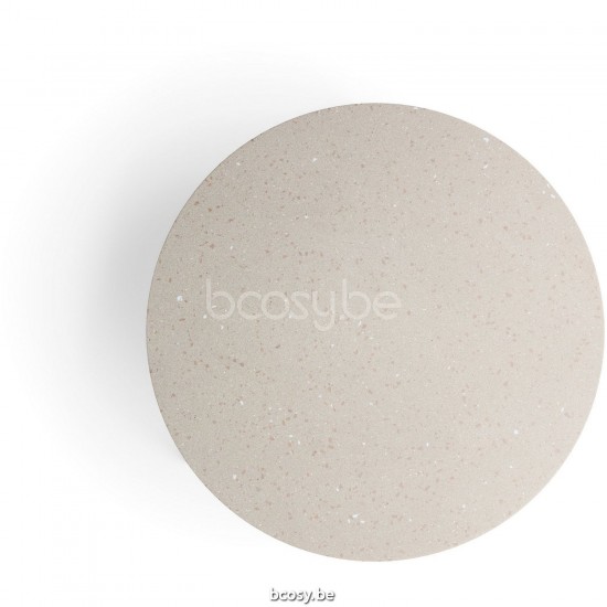 Diphano Ray salontafel S 80xR (35,5h) Naturel Teak Frame Tafelblad keramisch Sand 9 mm opgelegd.