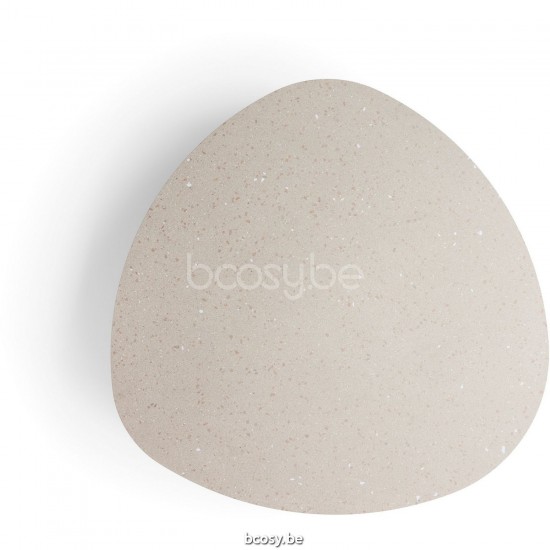 Diphano Ray salontafel organisch S 100xR (33,5h) Naturel Teak Frame Tafelblad keramisch Sand 9 mm opgelegd.