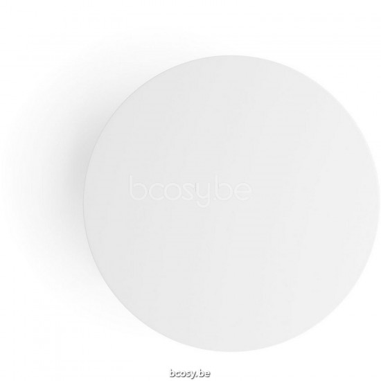 Diphano Ray salontafel B 42xR (43,5h) Naturel Teak Frame Tafelblad Aluminium Wit.