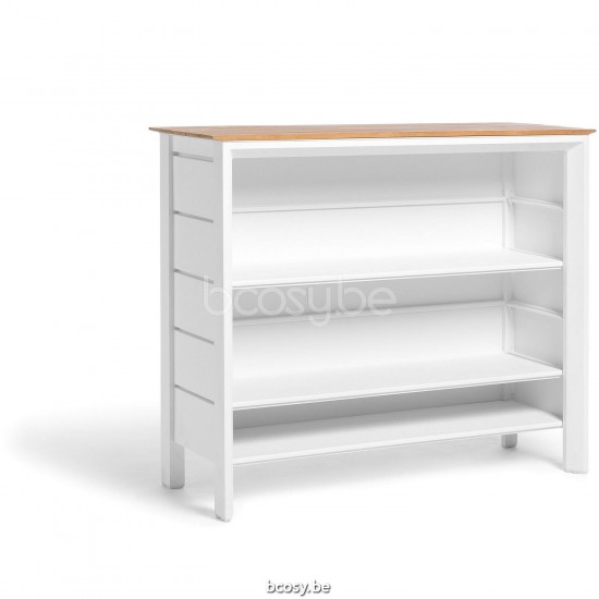 Diphano Metris bar H met teak blad (134x56) Aluminium Wit Frame Tafelblad Naturel Teak.