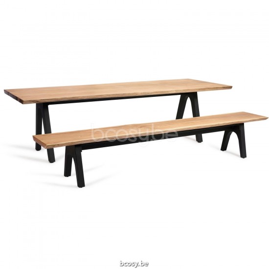 Diphano Pure tuintafel 280x100 Aluminium Lava Frame Tafelblad Naturel Teak.