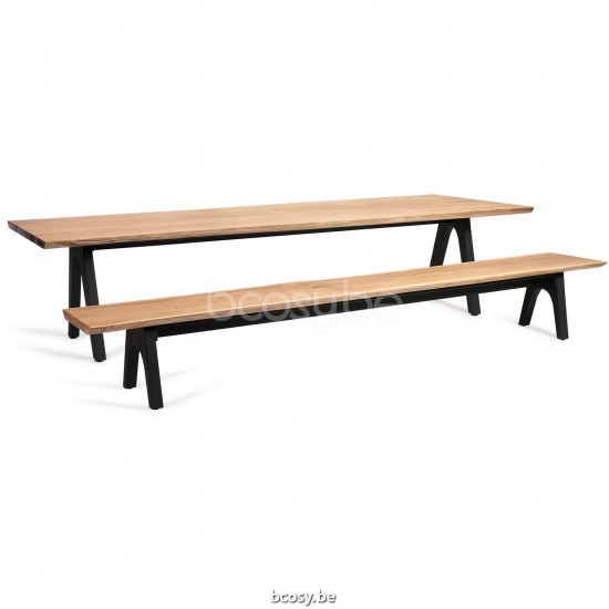 Diphano Pure tuintafel 340x100 Aluminium Lava Frame Tafelblad Naturel Teak.