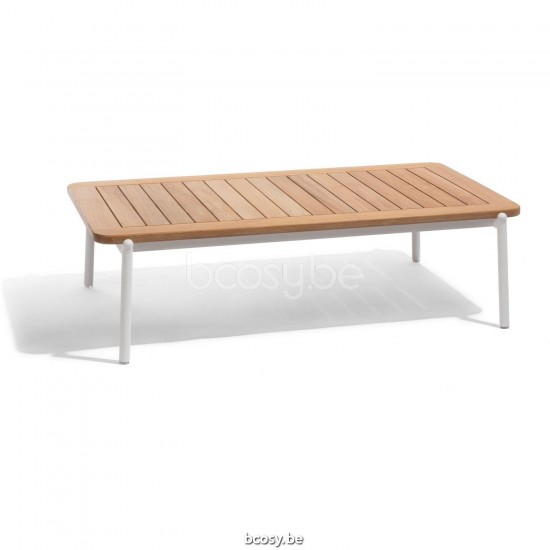 Diphano Omer coffee table S (120x75) Aluminium White Frame Top Natural Teak.