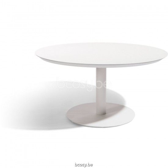 Diphano Alexa round dining table 148xR Aluminium White Frame Top Trespa White 13 mm.