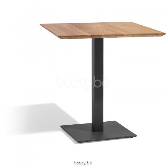 Diphano Alexa counter bistro table M (75x70) Aluminium Lava Frame Top Natural Teak.