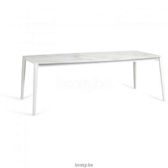Diphano Icon dining table 226x104 Aluminium White Frame Top Ceramic Carrara White 6 mm Lay-On.
