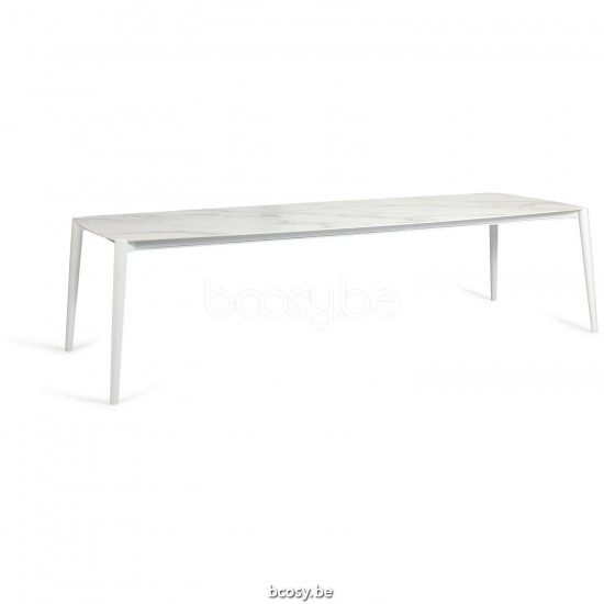 Diphano Icon dining table 292x104 Aluminium White Frame Top Ceramic Carrara White 6 mm Lay-On.