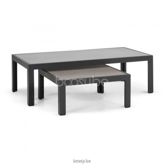 Diphano Cubic salontafel S (125x65) Aluminium Lava Frame Tafelblad keramisch Grafiet 9-11 mm ingelegd.