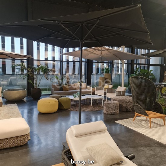 Jardinico AMALFI 250x250 Parasol Ombrelle Droit À Mât Central Carré 2,5x2,5 Mât Aluminium Thermolaqué En Noir Mat| Toile-tissu Black Classic-Acryl solids.