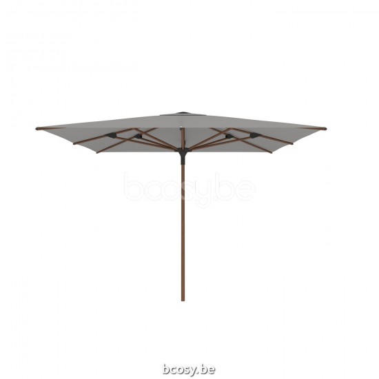 Jardinico AMALFI 300x300 Vierkante Middenstam Parasol 3x3 Mast Teak Aluminium Met Structuur Doek Gris Nature Classic-Acryl solids.