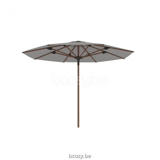 Jardinico AMALFI 300XR Ronde Middenstam Parasol Mast Teak Aluminium Met Structuur Doek Gris Nature Classic-Acryl solids.