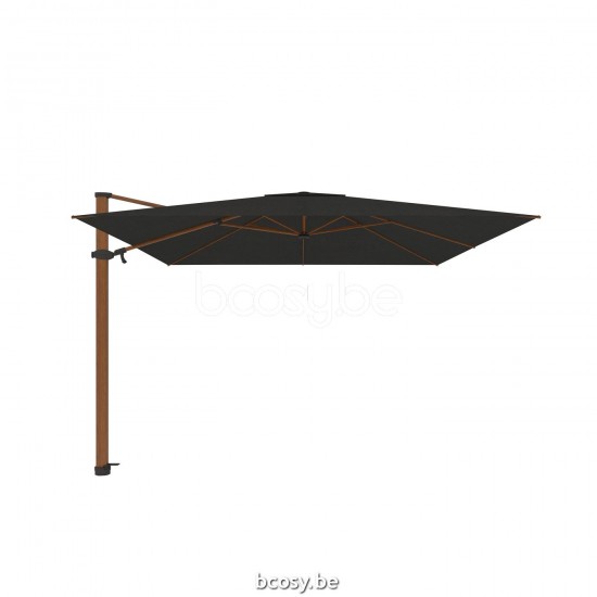 Jardinico ANTEGO 300x300 Vierkante Vrijhangende Parasol 3x3 Mast Teak Aluminium Met Structuur Doek Black Classic-Acryl solids.