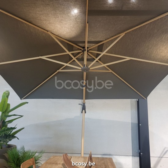 Jardinico AZORE 300x300 Square Pole Matt Oak Canopy Taupe Sunbrella Solids Cat 1.