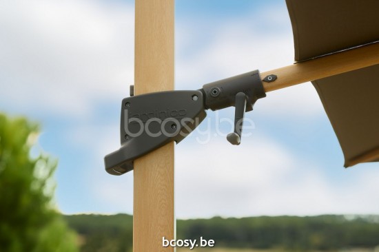 Jardinico AZORE 300x300 Square Sidepost Cantilever Free Pole Mast Floating Parasol 3x3 Pole Mast Post Matt Oak| Canopy-fabrics Taupe Sunbrella Solids Cat 1.