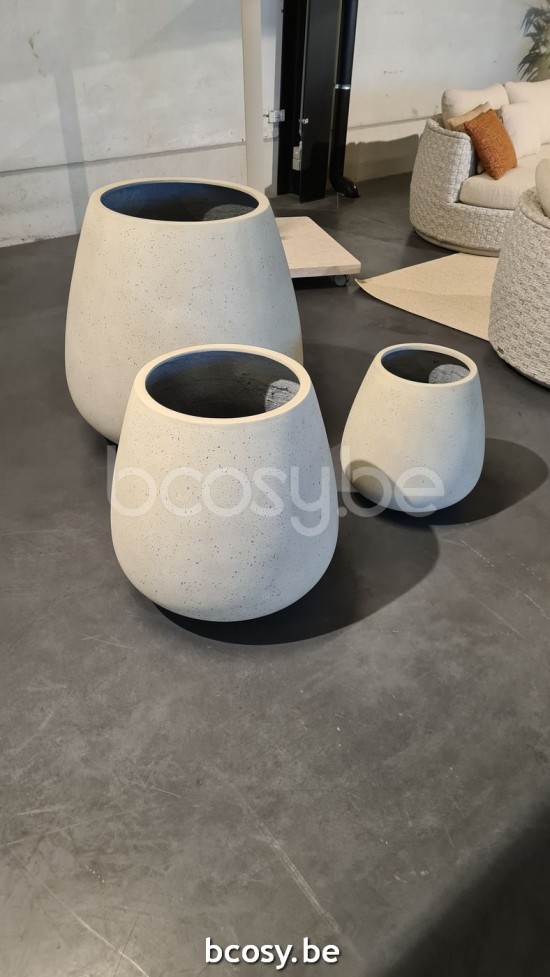  Jardinico CUMINO Runder Pflanzentopf Und Blumentopf Für Draußen Cumino Conico Satz 3 Panna.