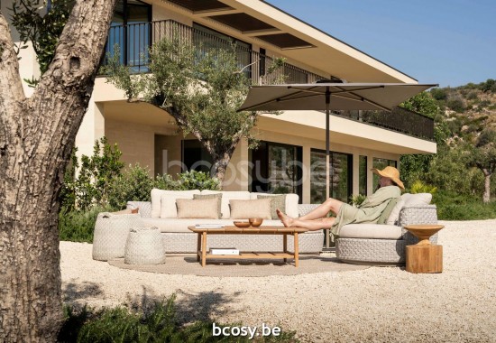 Jardinico JCP102 230x230 Square Centerpost Parasol Pole Cappuccino Canopy Cotton Sunbrella Plus Marine cat3.