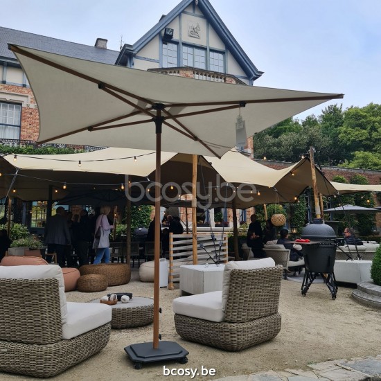 Jardinico CARACTERE JCP102 230x230 Square Central Pole Centerpost Parasol Umbrella 2,3x2,3 Pole Mast Post Alu Teak Structured Powder Coated Aluminium| Canopy-fabrics Pearl Sunbrella Plus Marine.