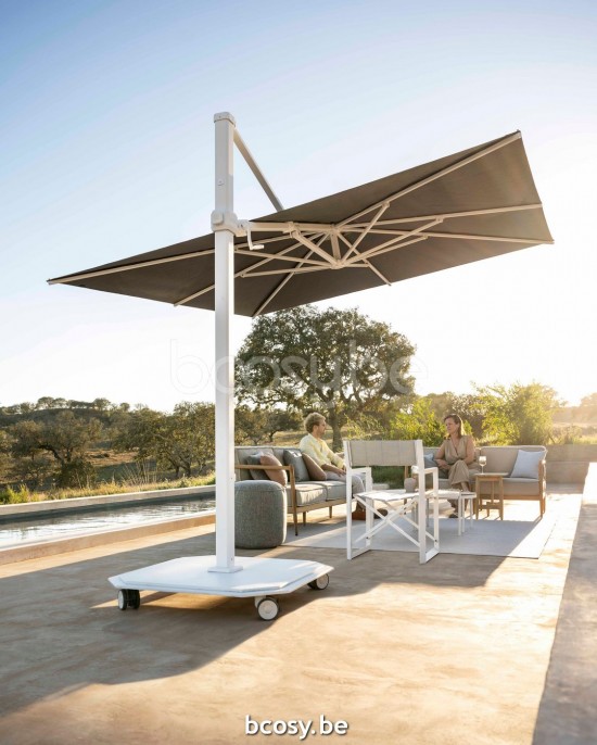 Jardinico JCP301 300x300 Parasol Deporté Mât Blanc Toile Umber Sunbrella Plus Marine.