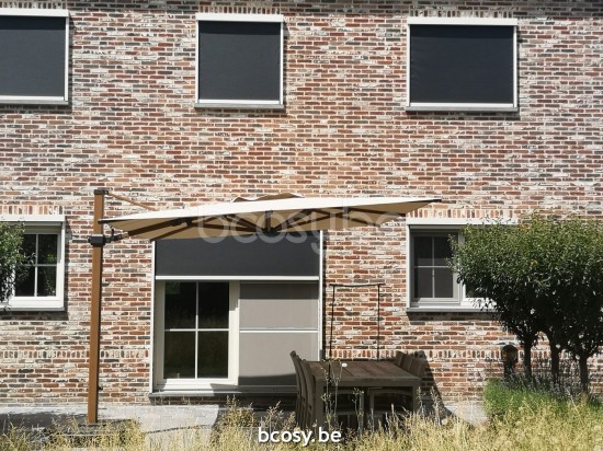 Jardinico JCP402 300x425 Parasol Deporté Mât Teck Alu Toile Cotton Sunbrella Plus Marine.