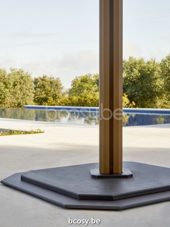 Jardinico JCP501 4x300x300 Combinaison De 4 Parasols Deportés Mât Teck Alu Toile Cotton Sunbrella Plus Marine.