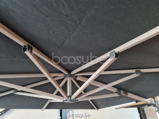 Jardinico JCP601 2x300x300 Double Square Dual Sidepost Pole Cappuccino Canopy Pitch Sunbrella Plus Marine.