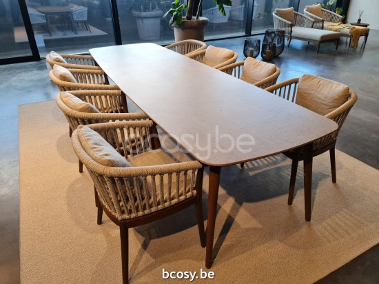 Jardinico LEGNA Rechteckiger Gartentisch Sable Teakholz Ceramic Taupe Grey.