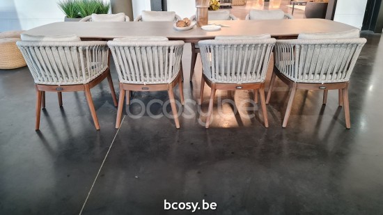  Jardinico LEGNA Rechteckiger Gartentisch Aussentisch 320x100 Sable Teakholz Ceramic Taupe Grey.