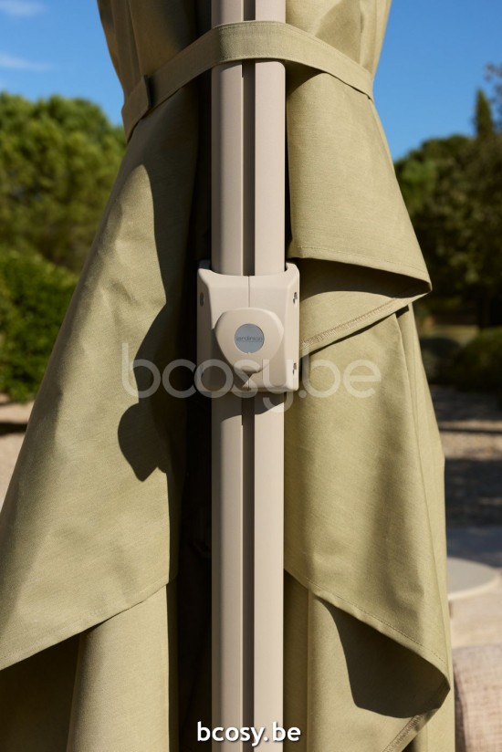 Jardinico LIMA 400x400 Parasol Deporté Mât Lin Toile Nile Sunbrella Plus Marine cat3.