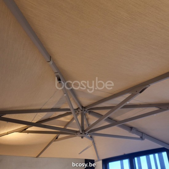 Jardinico LIMA 400x400 Parasol Deporté Mât Antracite Toile Latte Sunbrella.