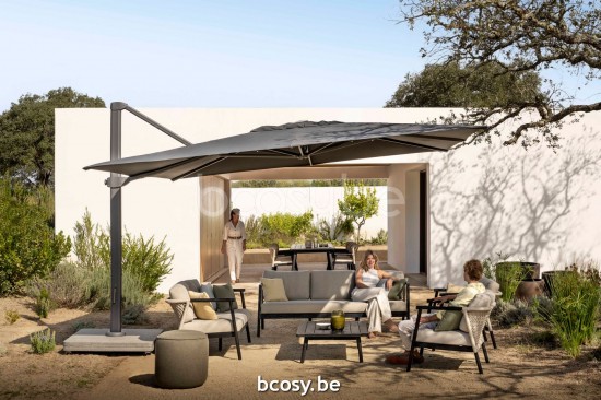 Jardinico LIMA Parasols suspendus deportés pendants décentrés flottants à mât libre décentré.