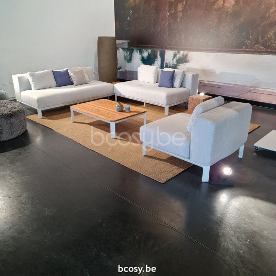 Jardinico MAUROO Canapé Sofa 1p Blanc Et Teck Vanilla.