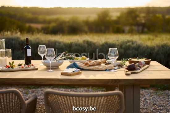 Jardinico NATURE Table De Jardin Rectangulaire Amande Teak.