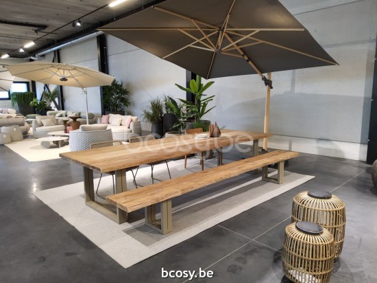 Jardinico NATURE Table à manger 400x120 Amande Teak.