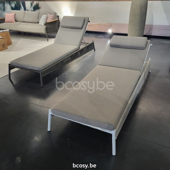 Jardinico SCOOP Bain De Soleil-chaise Longue Blanc - Corde Argent Beige.
