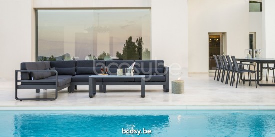 Jati Kebon Reno Sofa 3-zits Antraciet mat aluminium.