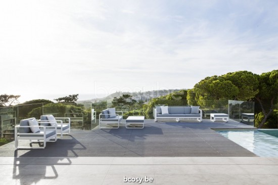 Jati&Kebon Reno Loungesets 1zit Wit mat aluminium.
