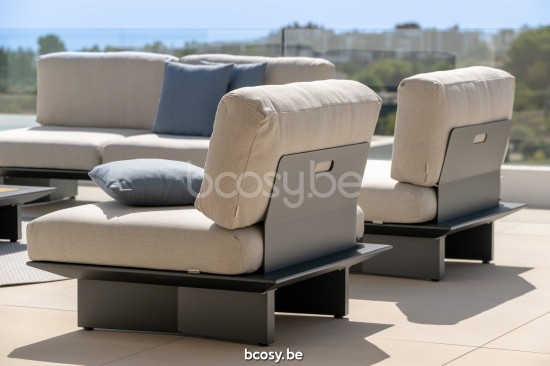 Jati Kebon Arbon Loungebasis 1-zit Antraciet mat aluminium.