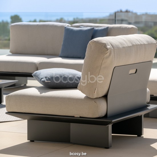 Jati Kebon Arbon Lounge Base 1-Seat Alu Charcoal Mat.