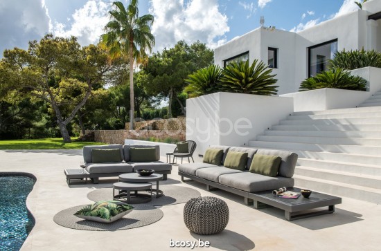 Jati Kebon Fano Loungebasis 2-zit Zonder kussens Antraciet mat aluminium.