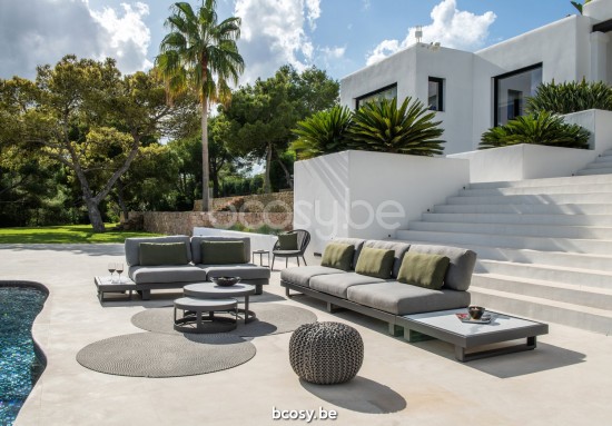 Jati Kebon Fano Loungebasis 3-zit Zonder kussens Antraciet mat aluminium.