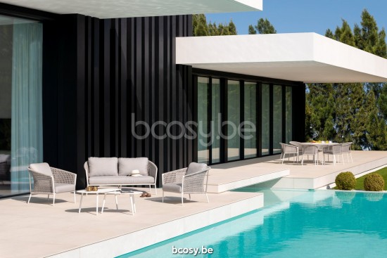 Jati Kebon Amazone Ensemble de tables d'appoint Aluminium blanc mat.