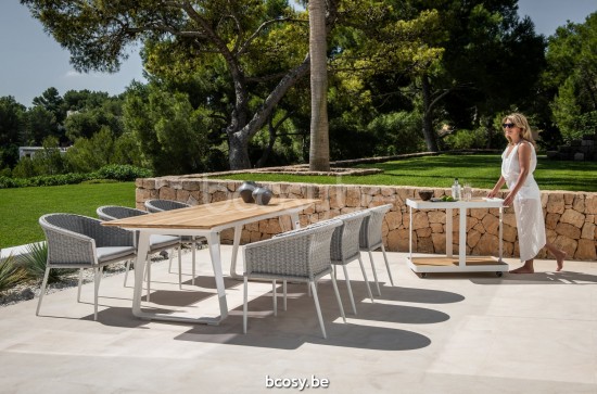 Jati&Kebon Baguta chariots dessertes de jardin bar Aluminium blanc mat.