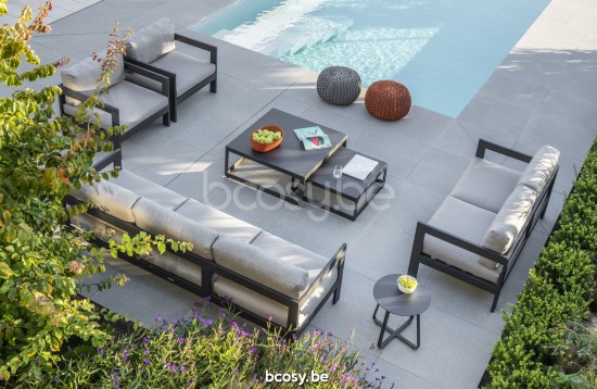 Jati Kebon Burford Tuinsalontafel Antraciet mat aluminium.